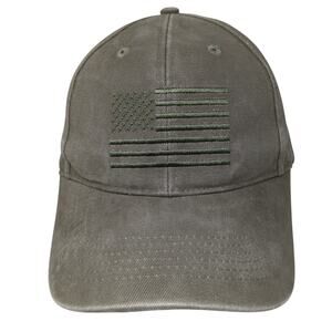 American Flag Strapback Hat Green One Size Adjustable Embroidered Rothco
